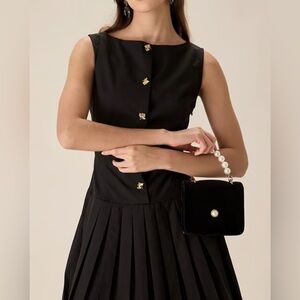 Rihoas Metal-Button Pleated Tank Dress